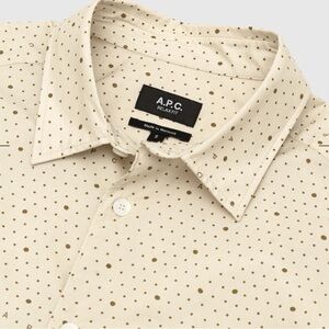 A.P.C. Men's Beige Polka Dot Shirt ROSS S/S SHIRT relax fit